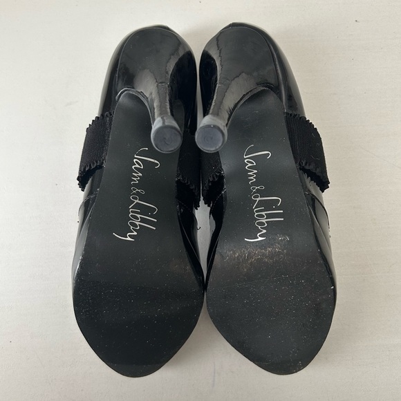 Sam & Libby Mary Jane Platform Heels Black Patent Faux Leather Size 8 - Picture 14 of 15